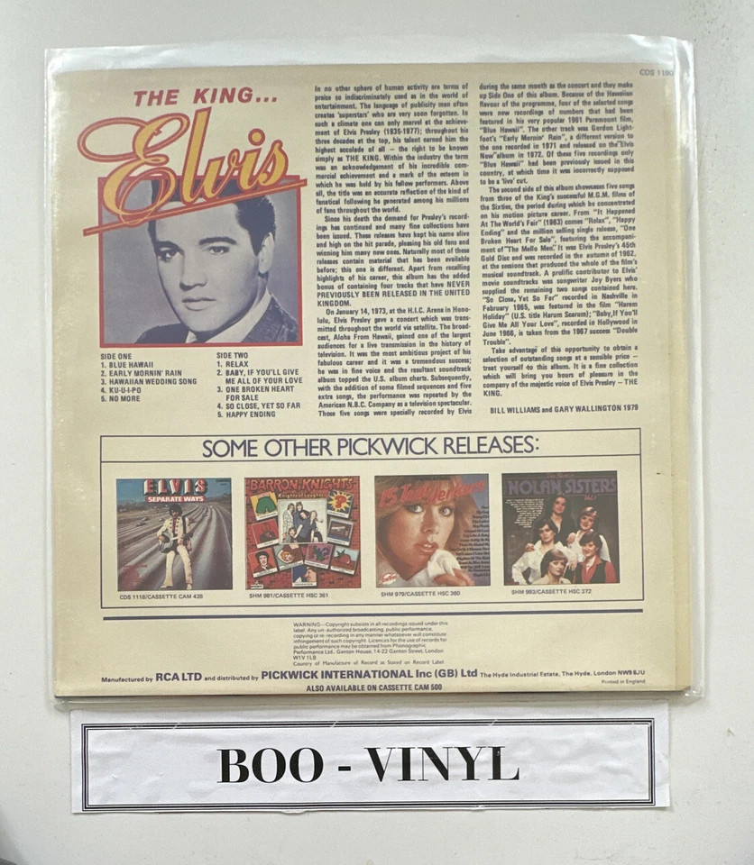 The King Elvis Presley Vinyl LP Camden Cds 1190 Compilation EX / EX - Image 2 of 4