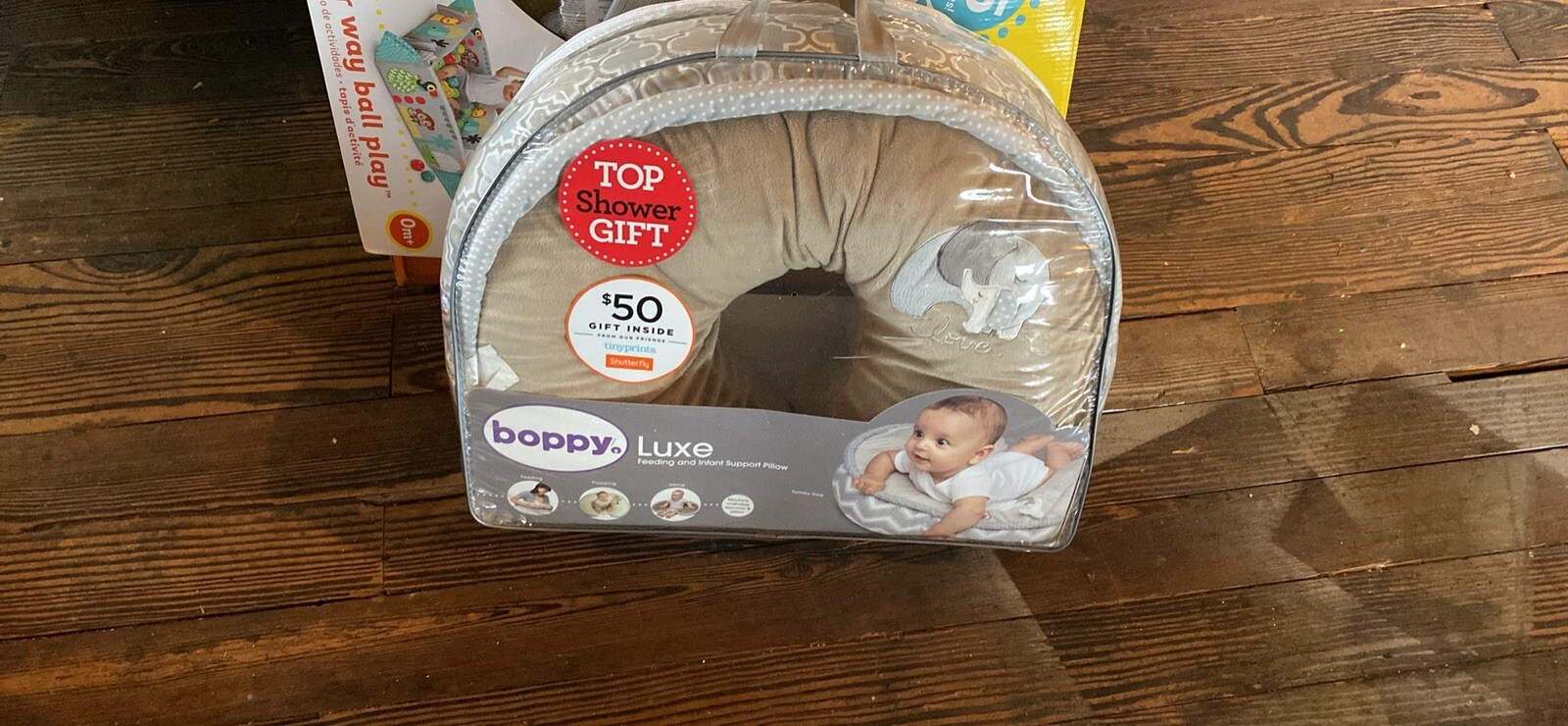 Boppy Slipcovered Feeding & Support Pillow Nursing Positioning Elephant 0-12 New-image