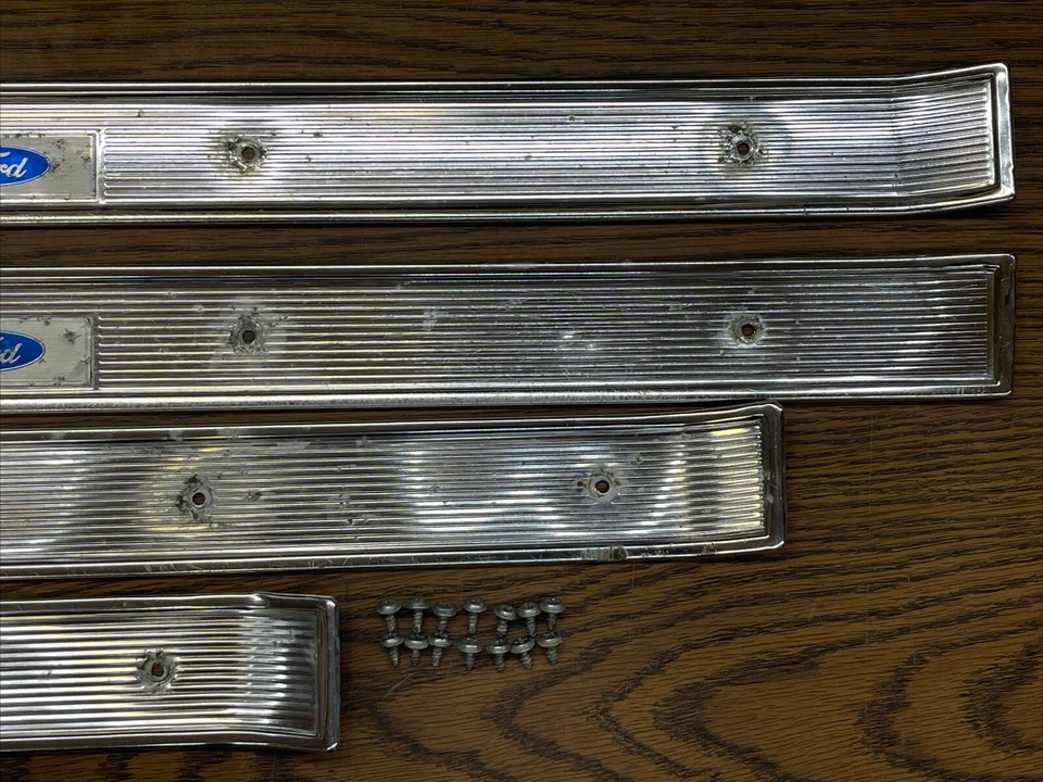 88–91 Ford LTD Crown Victoria Door Sill Scuff Plate Trim Set OEM - Image 3 of 4
