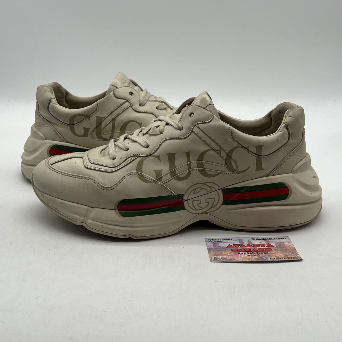Size 11 - Gucci Men's Rython Gucci logo leather sneaker