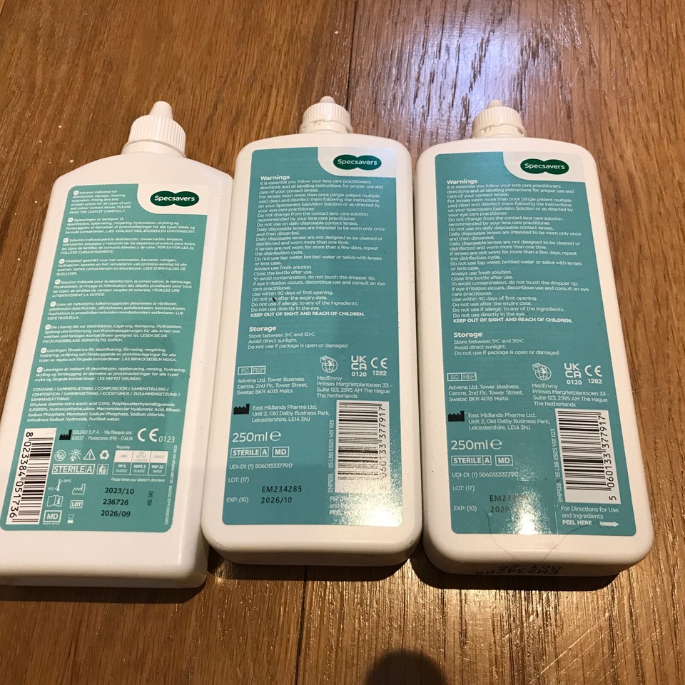 Specsavers 3 x Easy Vision Contact Lense Solution 250ml eBay