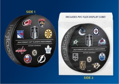2025 NHL STANLEY CUP PLAYOFFS 16 TEAM PARTICIPANTS PUCK ROUND 1 W/ DISPLAY CUBE