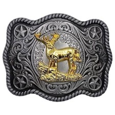 Golden Deer Design Silver Metal Belt Buckle