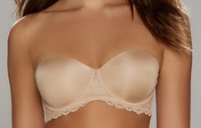 CALVIN KLEIN Seductive Comfort Lace Strapless Convertible Nude Push Up Bra