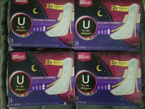 4 Pack U Kotex Allnighter Ultra Thin Pads With Wings Extra Heavy Overnight 96 Ct Ebay