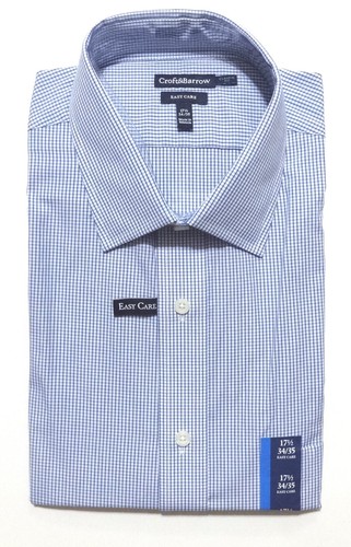 MARQUIS Men's Slim Fit Dress Shirt – Royal Blue 17.5 Neck 34-35 Sleeve