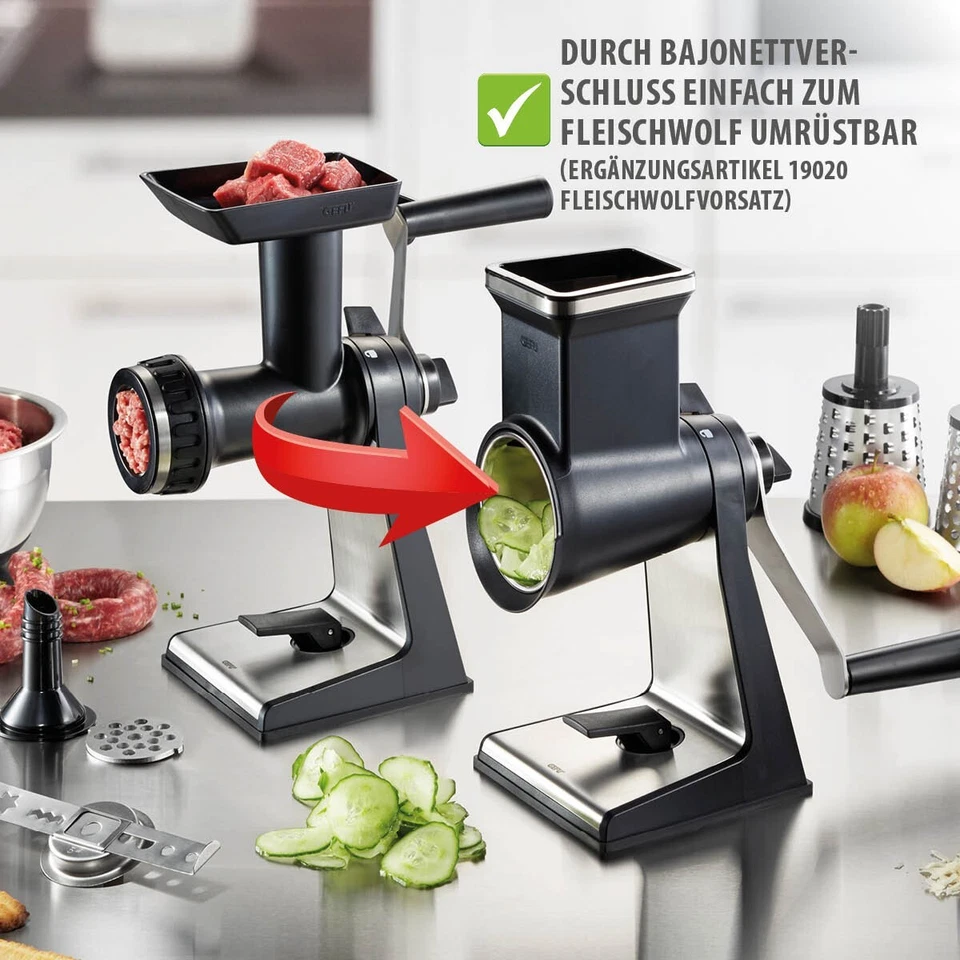 Trommelreibe TRANSFORMA® Reibemühle Gemüsehobel Edelstahl Reibe Gemüseschneider - Bild 4 von 4