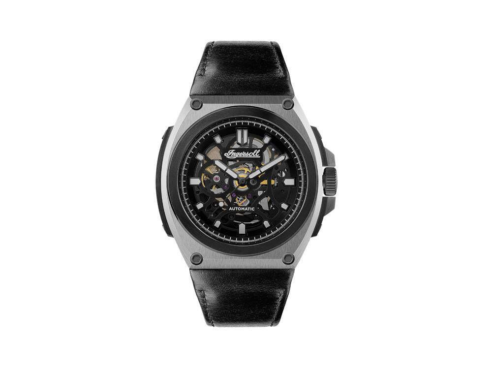 Ingersoll Motion Automatic Watch, PVD, 50mm, Black, Leather strap