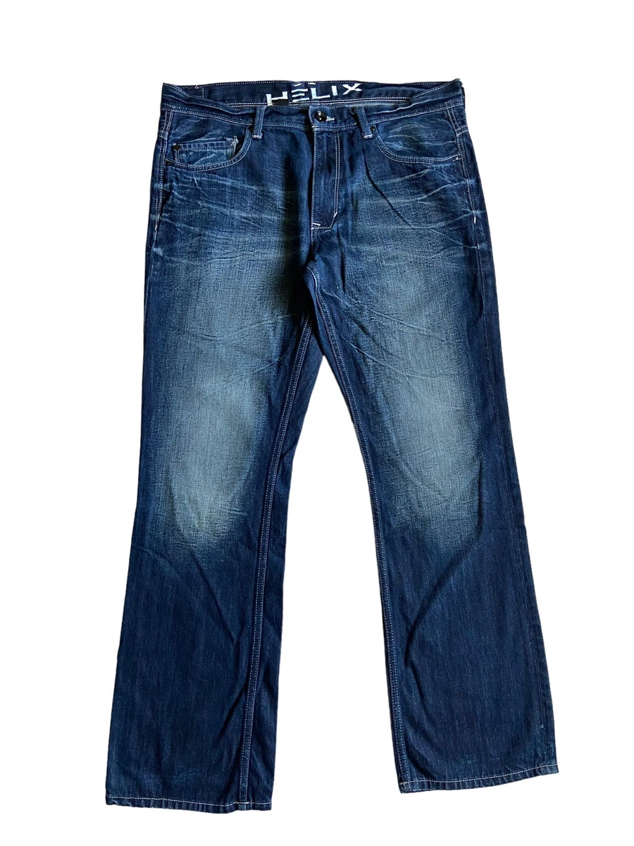 Helix N56 Mens Slim Boot Jeans Size 34X32 Blue Denim Dark Wash