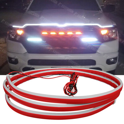 71'' Start Up Scan Dynamic LED Car Hood Light Strip DRL Daytime Running Lights