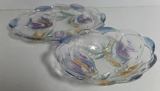 glass plate and bowl colorful fish decorated
