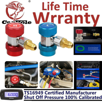 Quick Connect R134A A/C Coupler Set Safe R134 Service 1/4'' Male Flare High With Injury For A/C Gauge Set - View #13