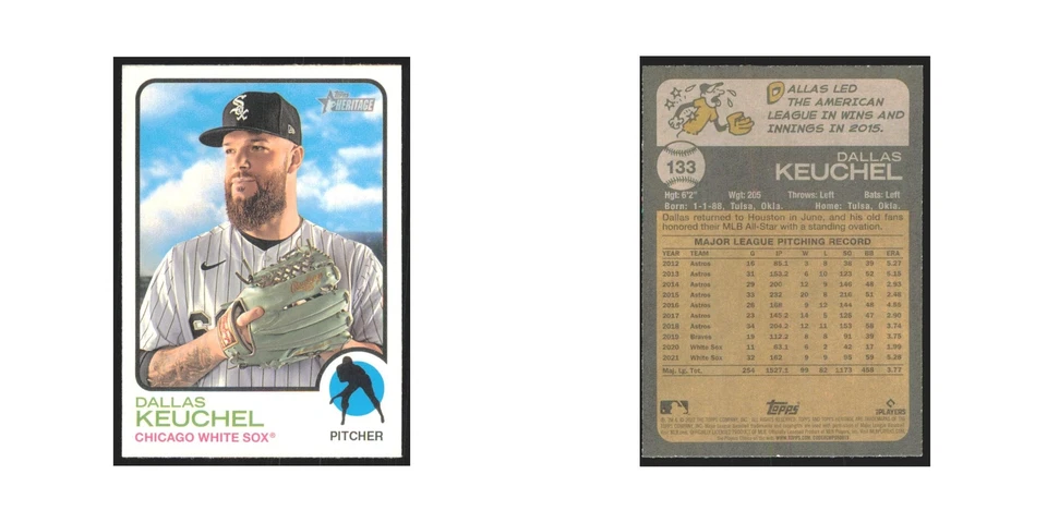 2022 Topps Heritage Dallas Keuchel White Sox #133 - Image 3 of 3