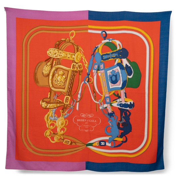 71017 authentisch HERMES rot BRIDES DE GALA APPLIKATION PIQUE 140 Kaschmir Schal Scarf