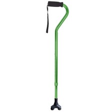 Cane Offset Green with Foam Handle height Adjustable 30"- 39" Supports 300 lb
