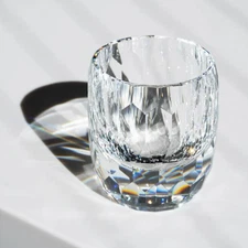 Italy Crystal Whiskey Glass Shiny Hand Cut Rock Drinking Glass 7oz Clear