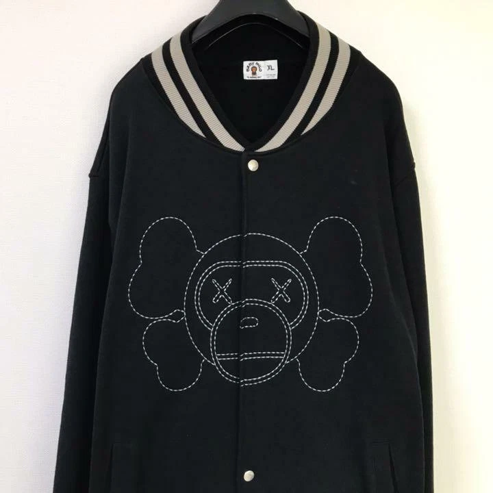 BAPE A BATHING APE BABY MILO × KAWS Varsity Jacket Size:XL