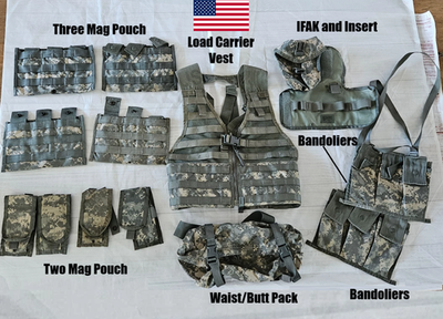 #ad 14 pc US Army MOLLE II ACU Fighting Load Carrier Vest w Tons of Extras 14 pieces $31.99