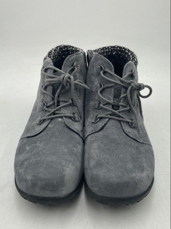 Propet Womens Delaney Gray Suede Lace-Up Casual Ankle Booties Size 9