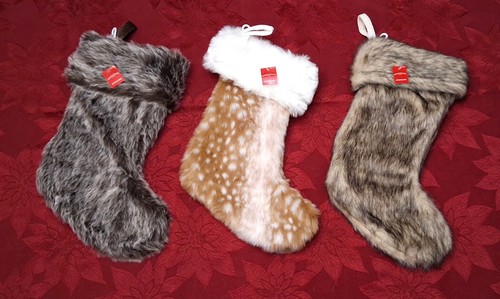 Christmas Stockings Lot of 3  Faux Fur Cabin Farmhouse  19" NWT - Picture 1 of 4