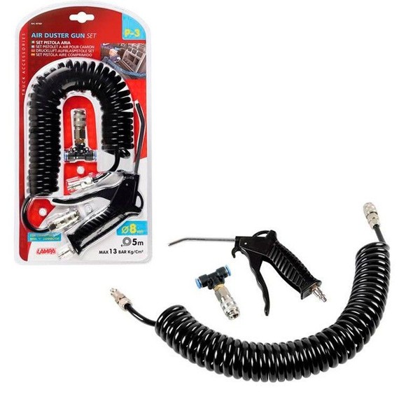 LAMPA Pistola de aire comprimido con manguera espiral MAX 13 BAR 5 M de LAMPA