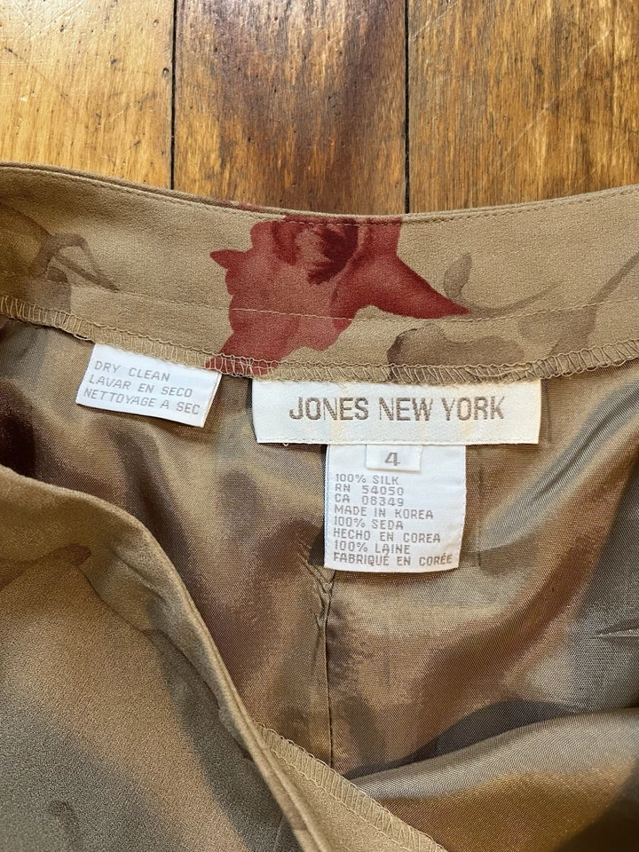 Юбка-карандаш Jones New York цветочный узор 100% шелк красная и бежевая женская размер 4 - Изображение 4 из 4