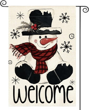 Christmas Winter Garden Flag 12X18 Inch Double Sided Outside, Snowman Snowflake
