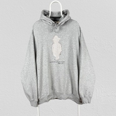 Ralph Lauren Polo Bear Grau Hoodie Pullover Grafik Herren Größe XXL