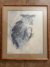 Bert Dail Seabourn Framed Limited Edition Owl Print Signed Numbered 605/1000