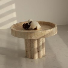 Natural Marble Tray with Leg, Round 18CM Vanity DecorativeTray for Countertop O