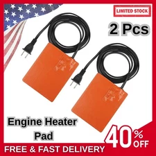 2Pcs Silicone Car Engine Heater Pad - 4" X 5" Self-Adhesive Oil Pan Heater Pad w