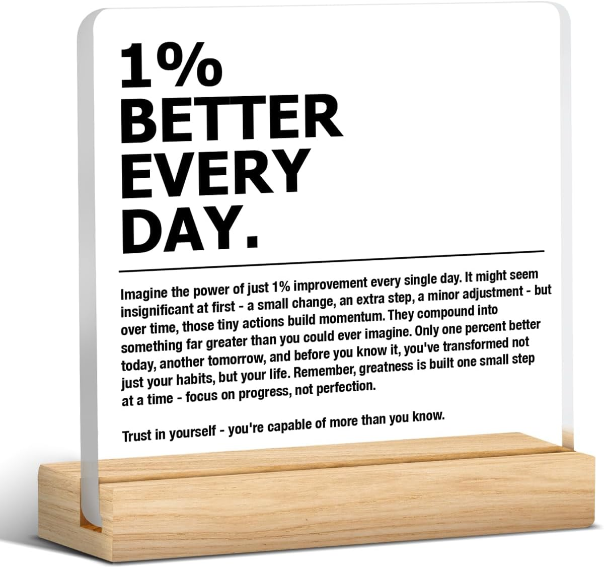 Inspirational Quotes Office Desk Decor Positive Acrylic Plaque Sign with Wooden