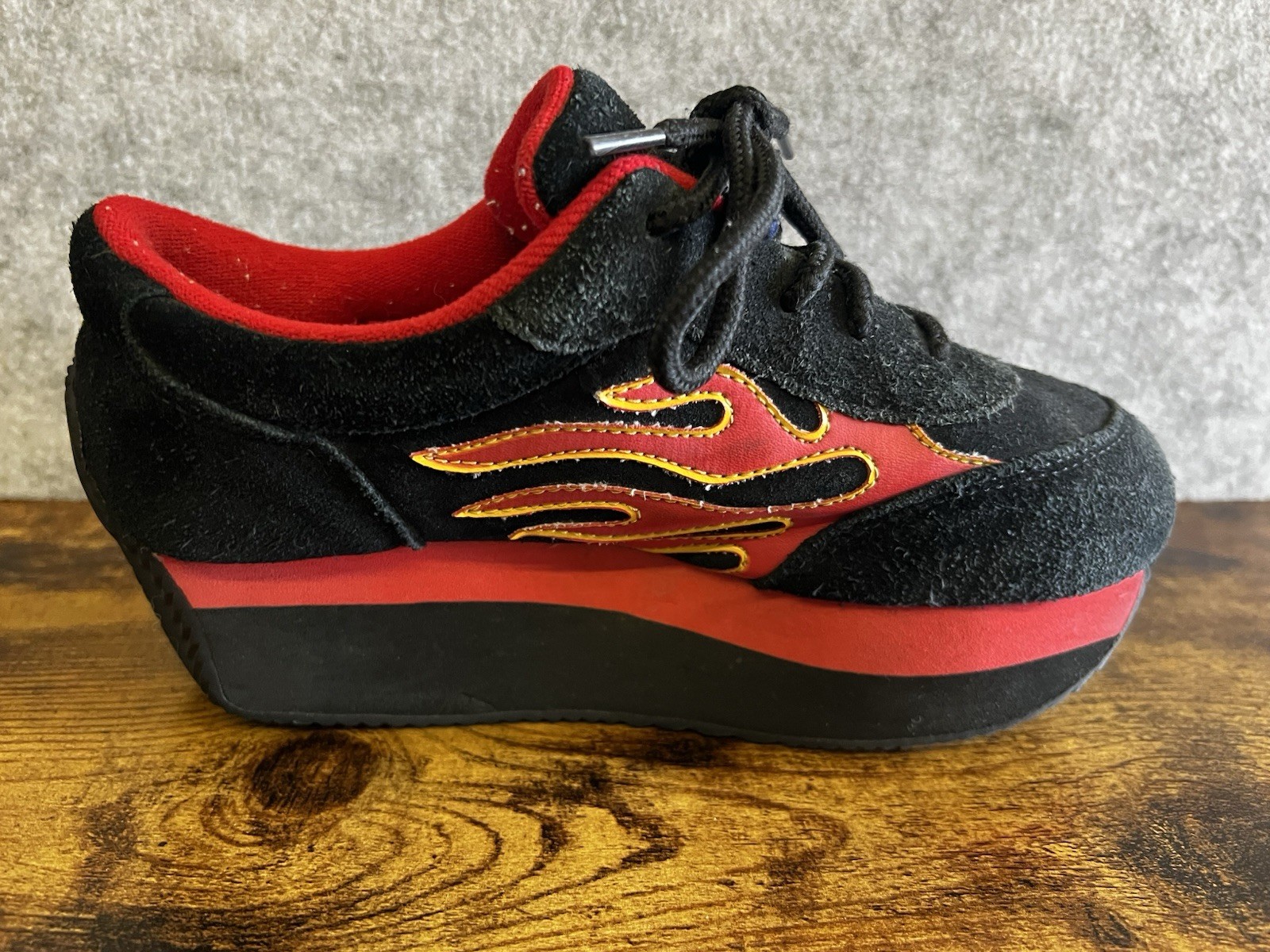 Volatile Arson Flame Platform Sneakers Black Red … - image 5