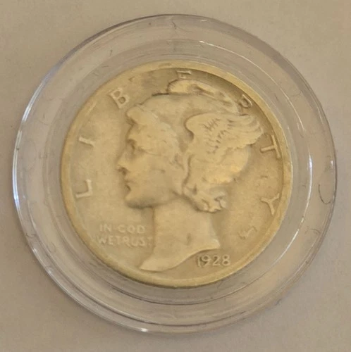 1928 Mercury Silver Dime 90% - Uncirculated In Capsule 90% Silver