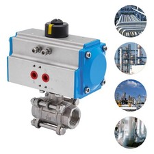 1" Pneumatic Actuated Ball Valve 304 Stainless Steel Pneumatic Ball Valve Blue
