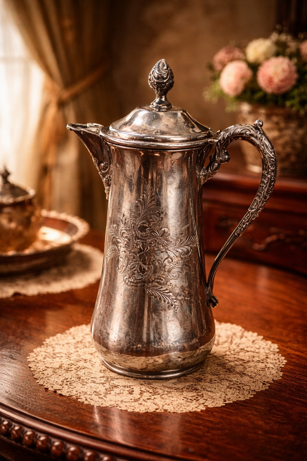 Antique E.G. Webster Silverplate Coffee Pot &ndash; Victorian 9" Tall W217 c. 1890