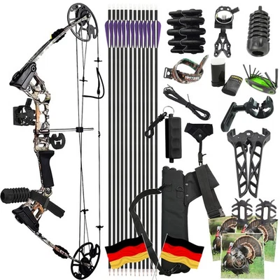 AMEYXGS Compoundbogen 20-70lbs Einstellbar Jagd Sportbogen Erwachsene Bogenschießen RH
