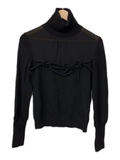 RED VALENTINO Material Switch Knit Sweater (Lightweight) Ribbon  Silk Black