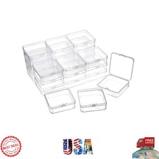 24 Pack Clear Plastic Storage Containers with Hinged Lid for Crafts  Jewelry