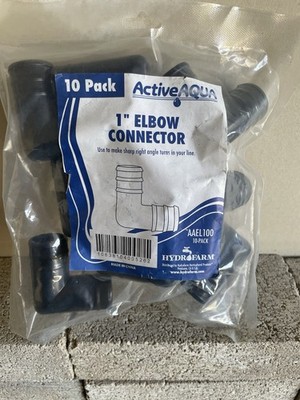 Active Aqua 1'' Elbow Connector, pack of 10- Hydroponic use, plumbing, aquarium