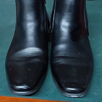Calvin Klein Black Leather Chelsea Ankle Boots Zip Square Toe Men's 9.5 EU 42.5