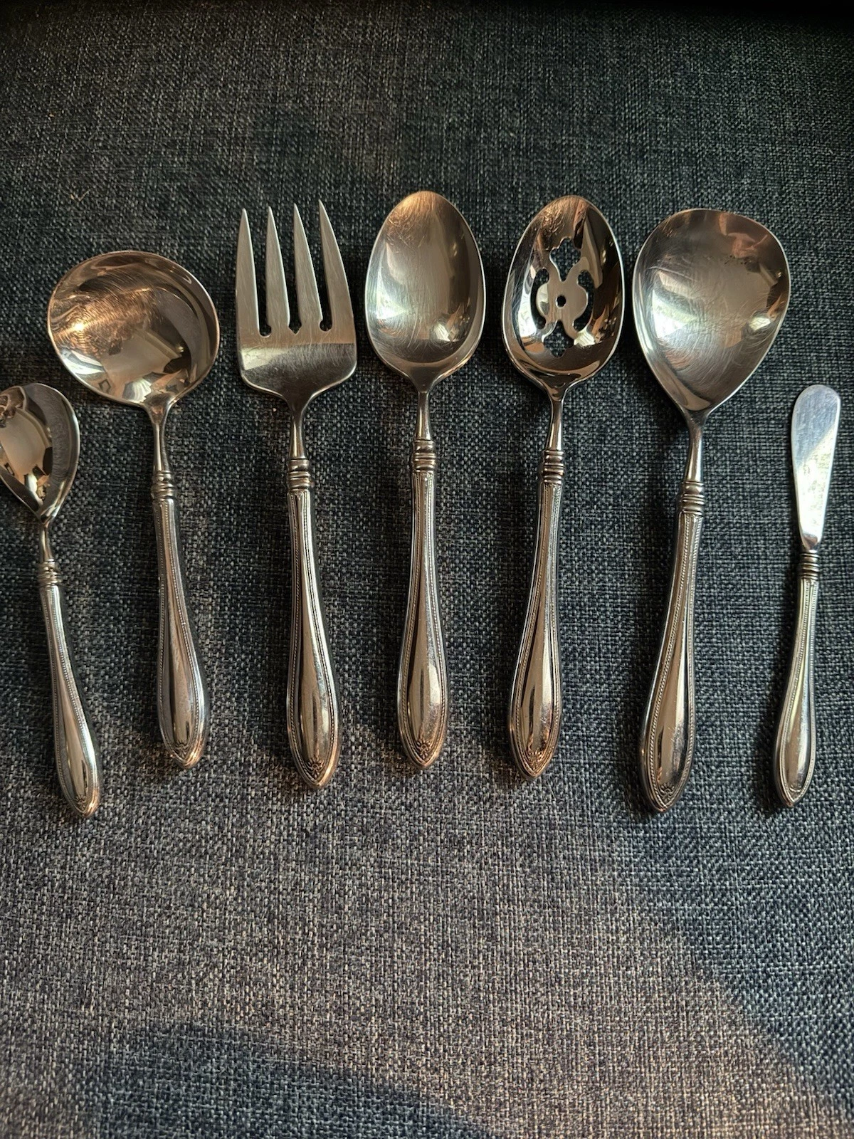 Oneida Sheraton 18/10 Cube Stainless Hostess Serving Set Glossy - 7 Pieces