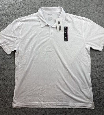 True Classic Polo Shirt Mens XXL White Short Sleeve Collared Cotton Blend