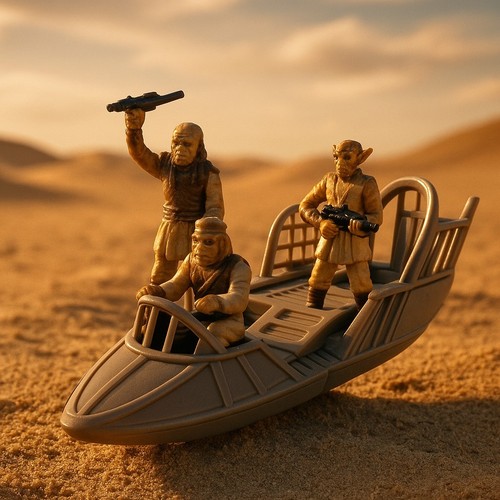 Star Wars Action Fleet Desert Skiff 1997 Galoob complet avec 3 gardes en loose - Photo 13/13