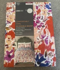 M&S COMFORTABLY COOL REVERSIBLE BEDSET floral size single NEW marks & Spencer