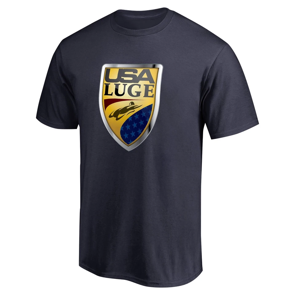 Camiseta para hombre azul marino USA Luge logotipo principal Foto 2 de 3