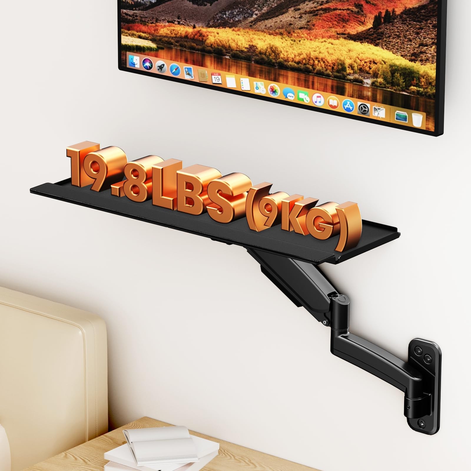 Keyboard Tray Wall Mount,Sit-Stand 26 Inch Keyboard and Mouse Stand,Height Ad...