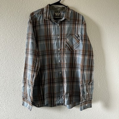 Volcom Western Cowboy Rodeo Plaid Button Up Casual long-sleeve Men s XL Blue