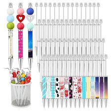 60pcs Sublimation Beaded Ballpoint Pens Metallic Black Ink pens DIY Heat