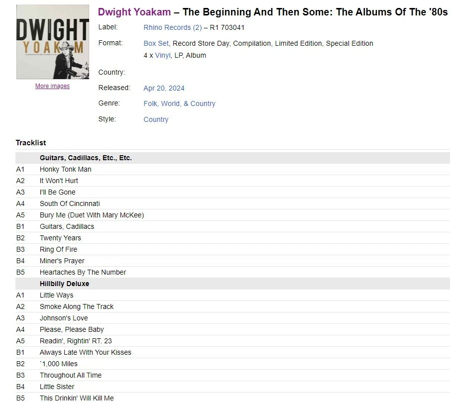 Dwight Yoakam The Beginning and Then Some 4x LP VINYL RECORD STORE DAY RSD 2024 - Image 2 of 4